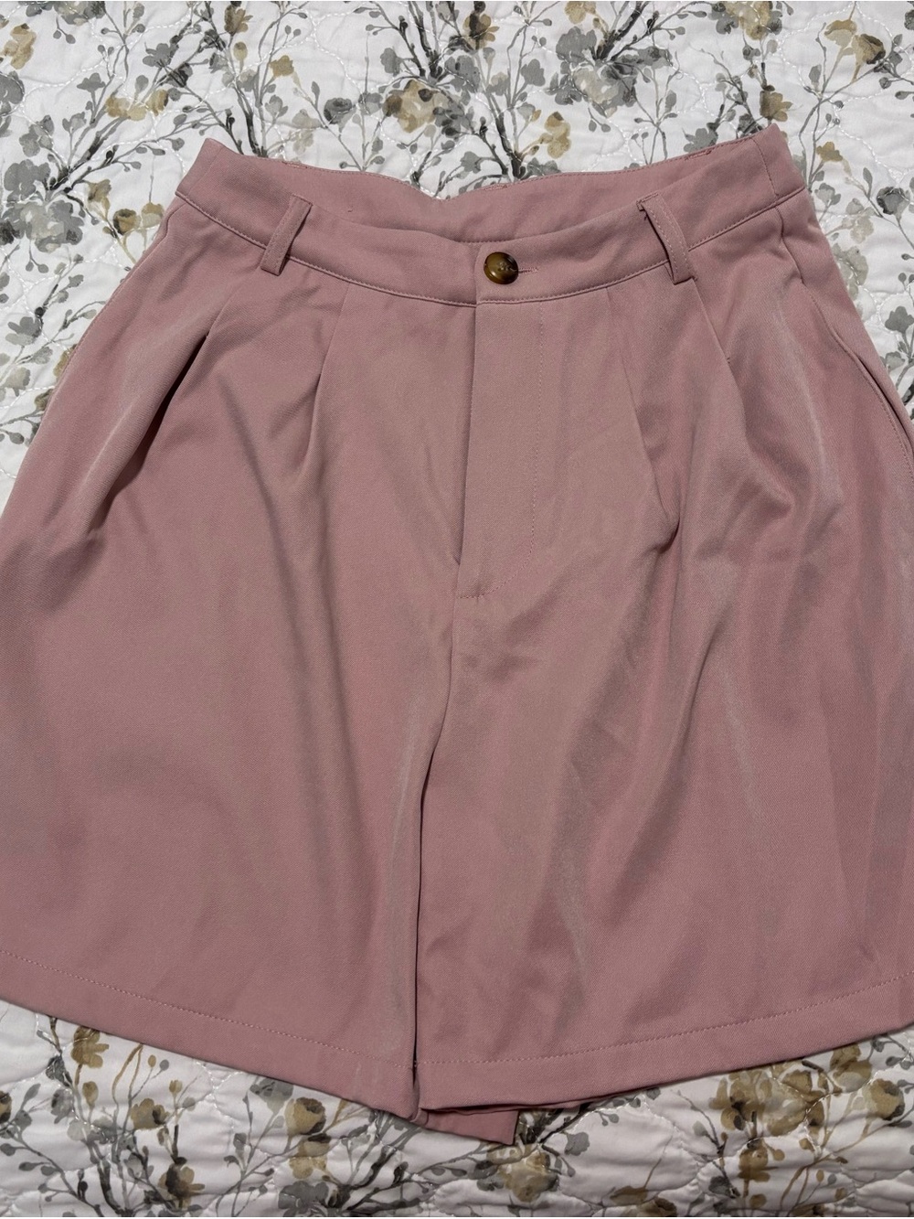 Cider Dusty Rose High-Waist Pleated Bermuda Shorts